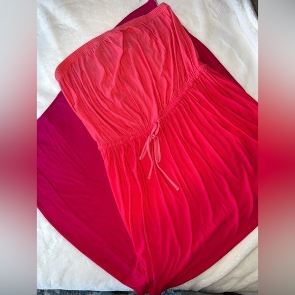 Ombré Hot Pink Strapless Dress - Picture 3 of 5